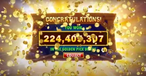 A celebratory scene of a jackpot win with coins flying out, representing the best free casino games for Android.