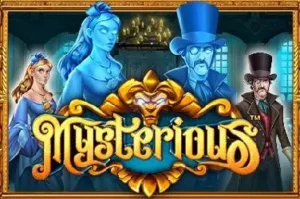 Mysterious slot logo portraying enigmatic characters against a backdrop of gothic mystery.